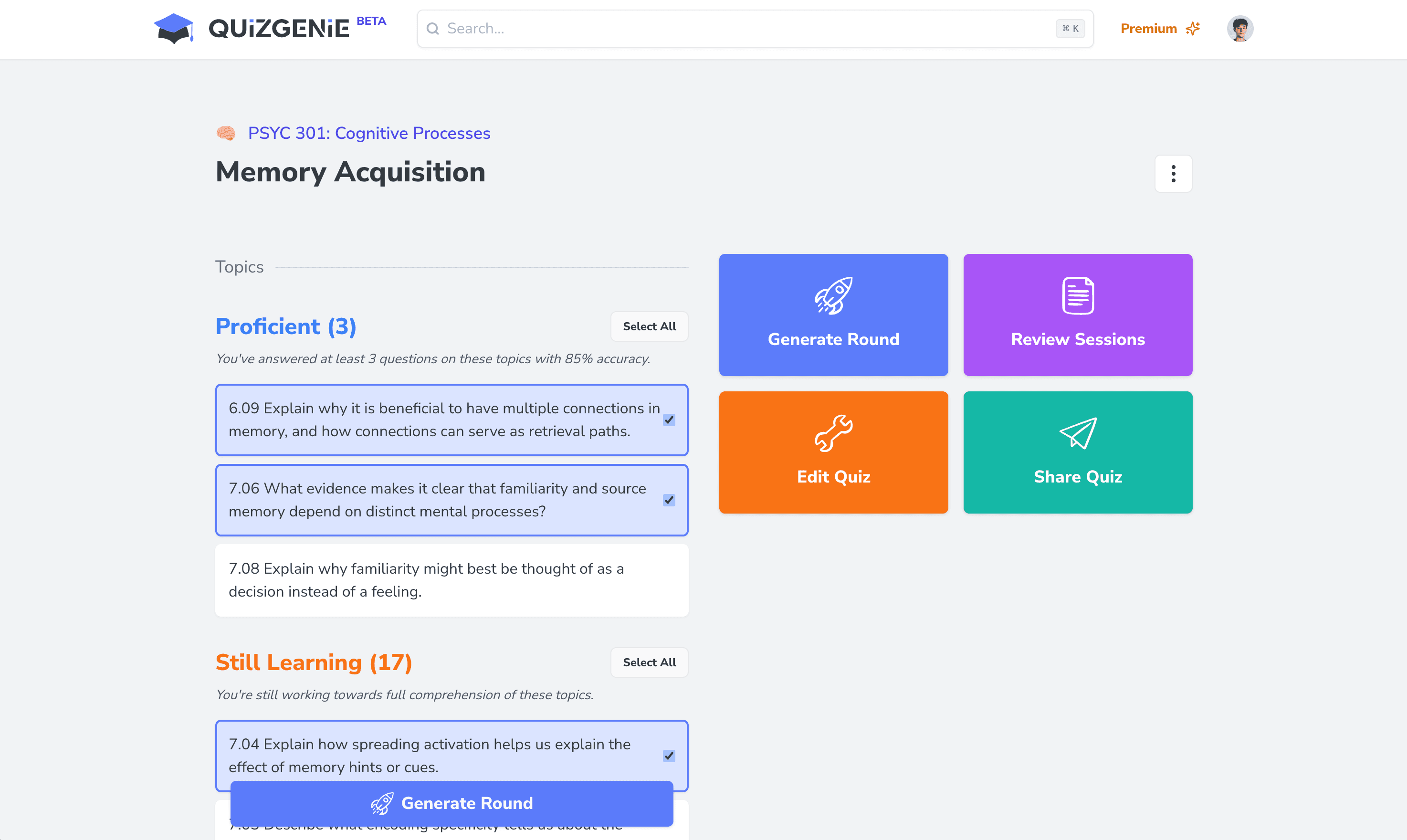 Screenshot of QuizGenie